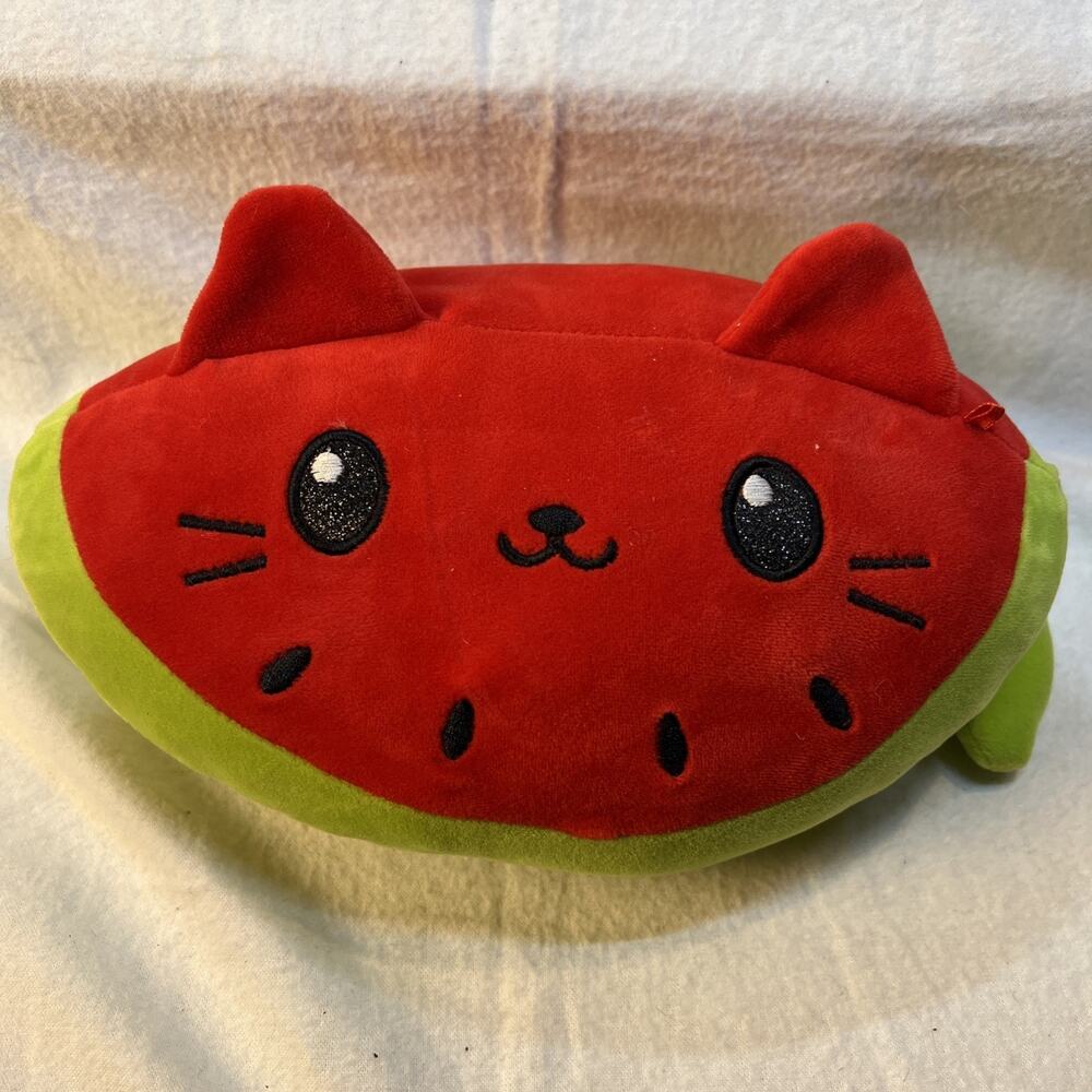 Cute & Cuddly WATER 'MEOW' LON Kitty Cat Watermelon Slice Squishy Stuffed Plush